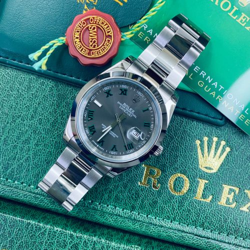 Rolex Date-just Oyster Perpetual Grey Dial Automatic Stainless Steel Chain Men’s Watch